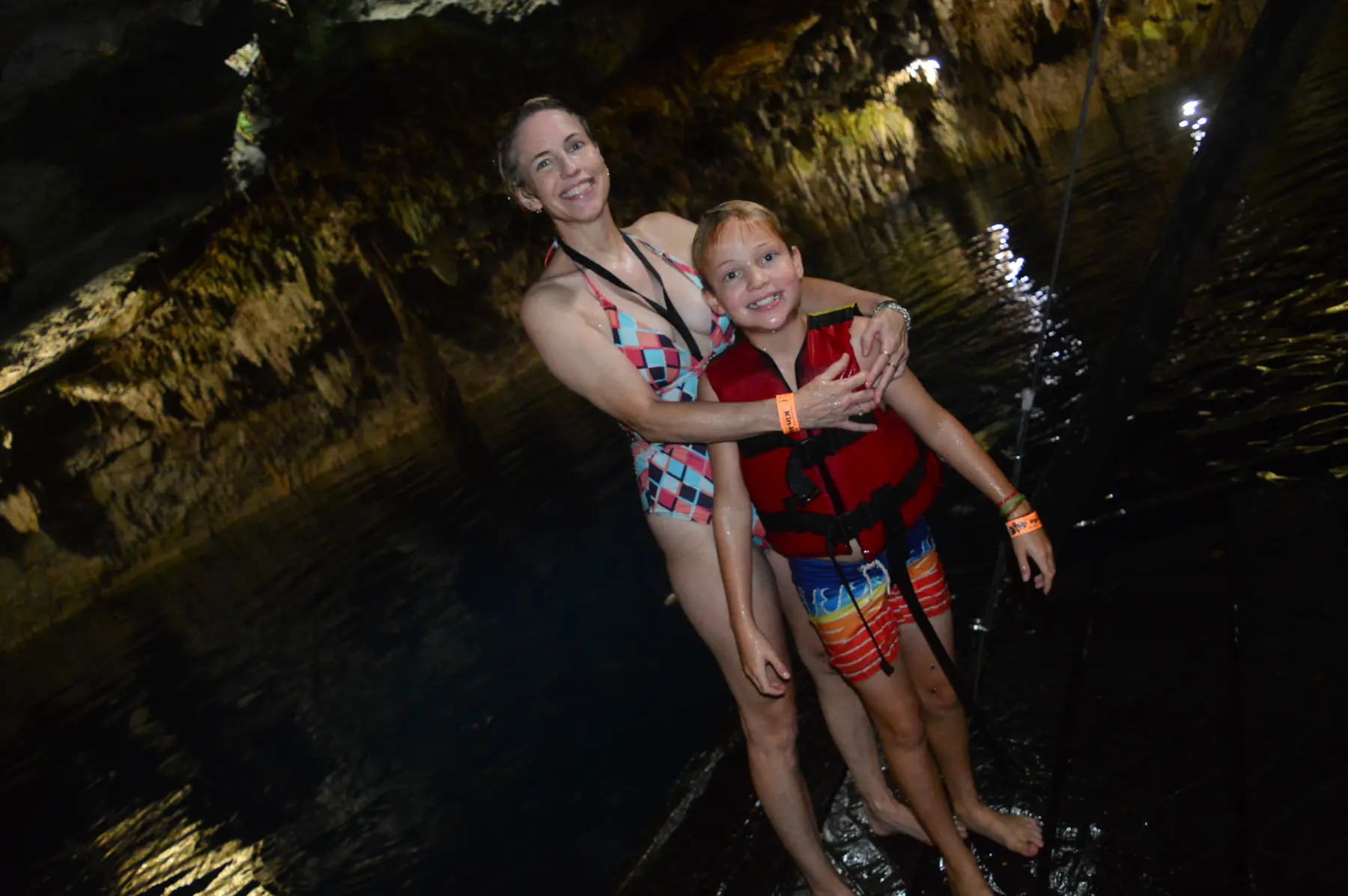 Guests swimming in Kin-Ha Cenote near Puerto Morelos